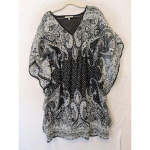Speed Control New York Women's Size M Black White Paisley Kaftan Butterfly Dress
